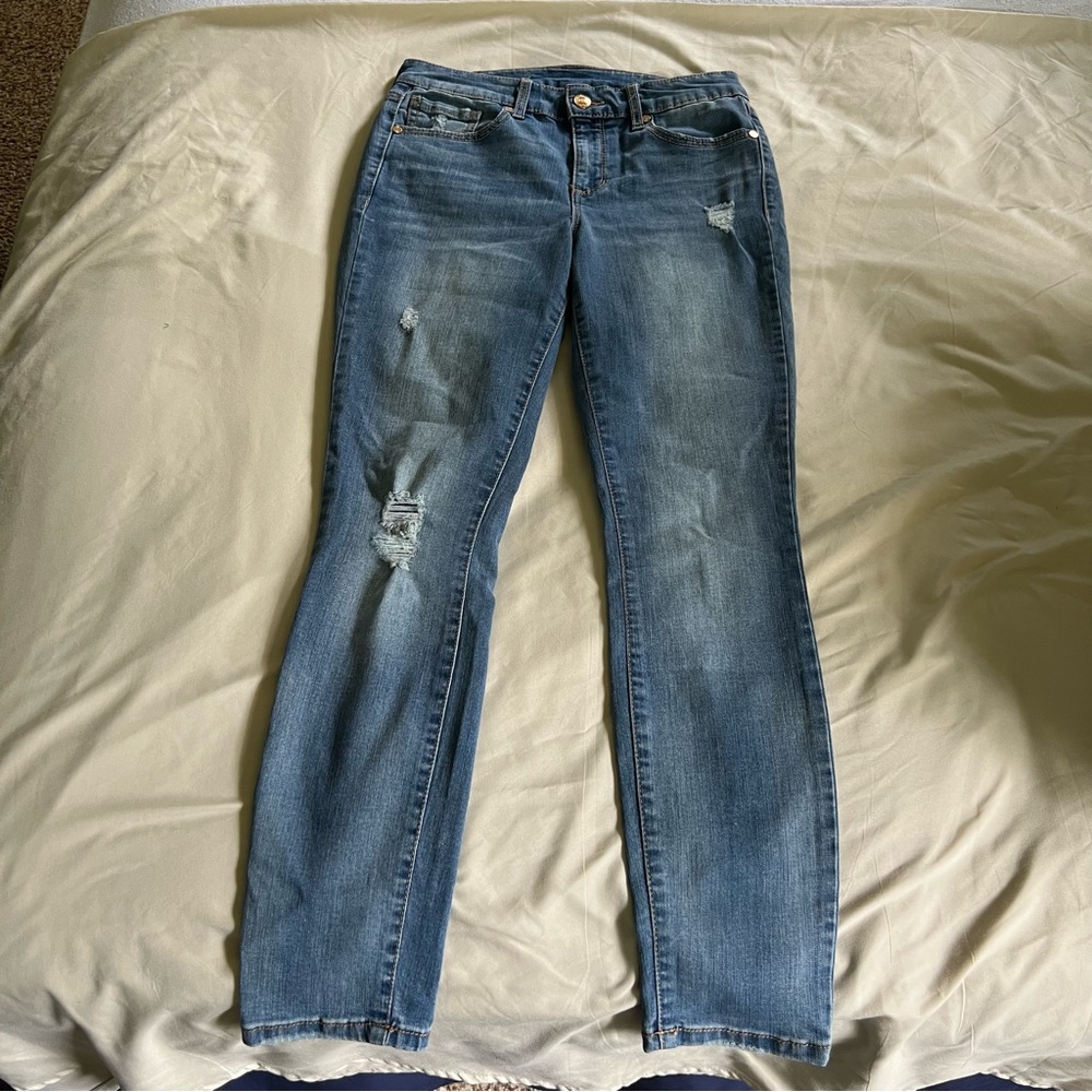 Sofia By Sofia Vergara Distressed Blue Skinny Jea… - image 5